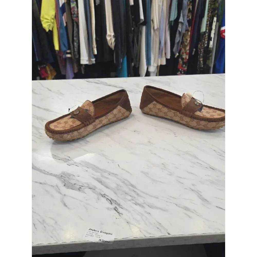 Gucci Brown Monogram Men’s Driving Loafers